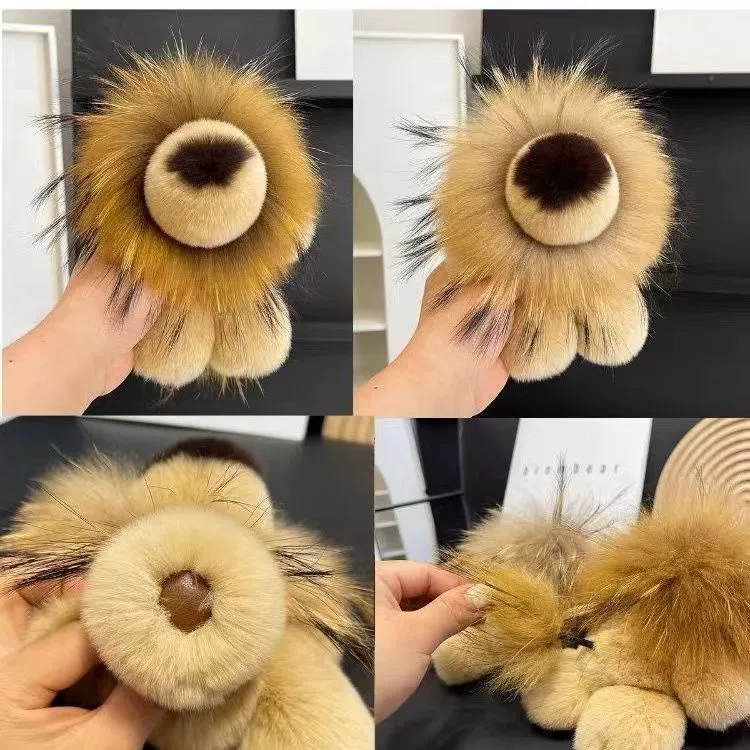 Cartoon Lion Soft Toy Doll Keychain - Cute Rabbit Fur Plush Pendant - Followmee Trade Custom Gifts