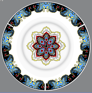 Juego de Vajilla de Porcelana Estilo Israelí con Decoración de Calcomanías Pintadas a Mano, con Cuchara, Tenedor, Cuchillo y Palillos, Diseño Alegre y Festivo - Product Image 5