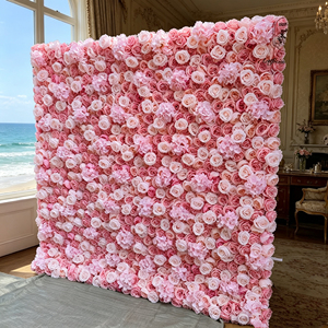 Rosa de pared con degradado rosa y blanco de tacto real, excelente para decoración de jardín bohemio, bodas, patio exterior y adorno para el hogar. - Product Image 2