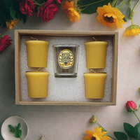 GB46-51F Vente en gros de bougies décoratives en cire d'abeille, bougies votives en verre parfumées, ensemble cadeau