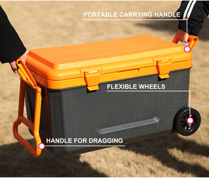 Gint Yüksek Kapasiteli Taşınabilir Balıkçılık 80L Buzluk Plastik Sert Soğutucu Buz Kutusu Tekerlekli ve Saplı Soğutucu Arabası - Product Image 5