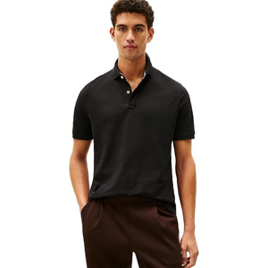 Polo classique noir pour homme avec col à carreaux |   Chemise à manches courtes respirante pour un usage quotidien - Product Image 3