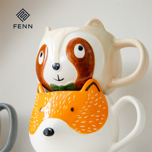 FENN mignon <span class=keywords><strong>tasse</strong></span> à café dessin animé mignon renard <span class=keywords><strong>chat</strong></span> vache nouveauté <span class=keywords><strong>tasse</strong></span> à eau peinte à la main en céramique nouveauté tasses en gros <span class=keywords><strong>tasse</strong></span> en céramique personnalisée - Product Image 3