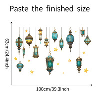 Décalcomanie murale lanterne étoile lune Ramadan fenêtre autocollant Kareem fête musulmane islamique décorations pour la maison Eid Mubarak Stickers muraux