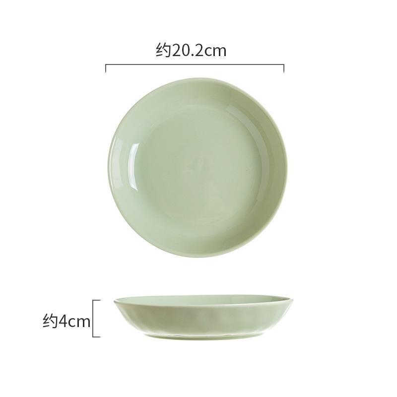 Plato redondo de 8 pulgadas con estampado de piedra - Verde leche