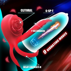 Foreign trade APP remote control <b>vibrating</b> rose adult male masturbator <b>wearable</b> rechargeable orgasm waterproof USB lock ring - Product Image 3