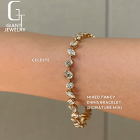 Bracelet de luxe avec breloques tennis serties clos pour femmes et hommes, en or 9k 10k 14k, diamants de laboratoire certifiés IGI
