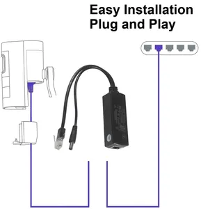 POE 24V DCRj45電源アダプター電源5VUSB Type-C Micro 802.3af/at POE Splitter 48V〜12V (非POEデバイス用)