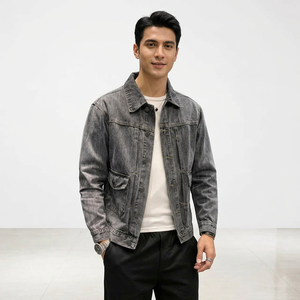 OEM Men's Classic 100% Cotton <b>Denim</b> Jacket Button-up Oversize Outwear for FallWinter Casual Style <b>Coat</b> - Product Image 1