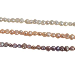 Collier en perles d'eau douce naturelles faites à la main, forme baroque, double face avec trou horizontal léger, 4-5 mm, perles blanches en vrac, bijoux - Product Image 5