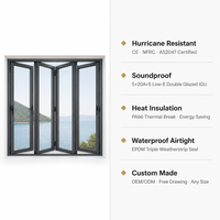 Fenêtre pliante horizontale pour salon et terrasse extérieure, en aluminium à rupture de pont thermique 5+20A+5, faible émissivité, insonorisée, étanche et anti-ouragan