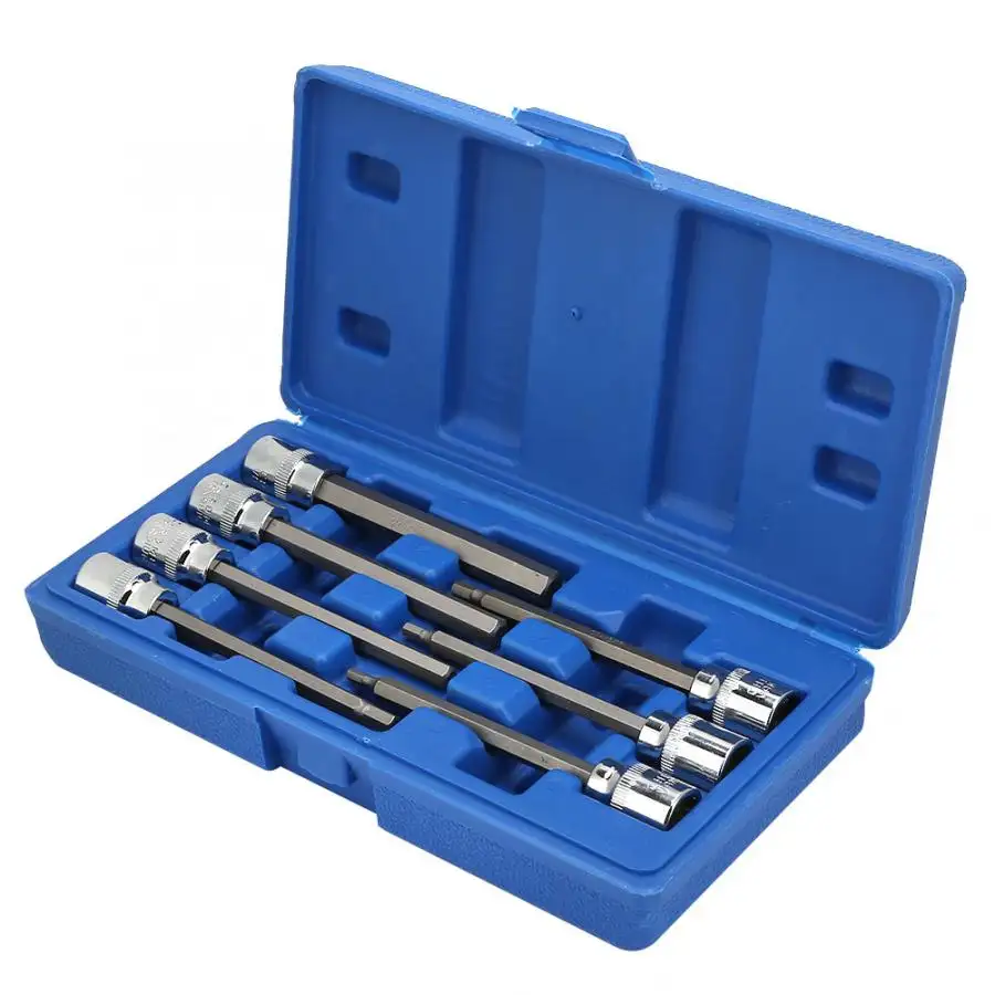 7Pcs 1/8 3/16 7/32 1/4 9/32 5/16 3/8 Hex Extend Long Bit Socket Set 3/8in Square Impact Driver Socket Wrench Drill Bit Adapter