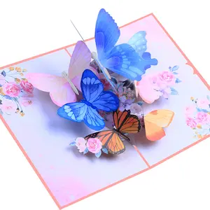 New Paper Flower Basket Butterfly Pop-up 3D Birthday Card Mother's Day Valentine's Day