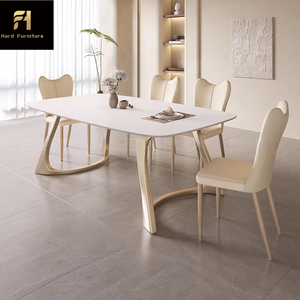 Table à manger de luxe française en pierre frittée, design nordique simple et <span class=keywords><strong>blanc</strong></span>, pour 6 personnes - Product Image 2