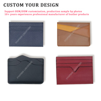 Dompet Kartu Kredit Kulit PU Saffiano Mini Ultra Tipis dengan Logo Embos Kustom