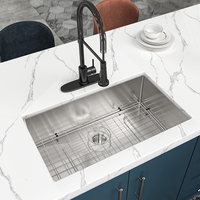Grand poste de travail de cuisine sous le montage Évier de cuisine personnalisé en acier inoxydable avec accessoires