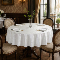 Nappe de banquet moderne en jacquard tissé blanc, résistante aux taches, élégante, qualité hôtelière, pré-lavée, personnalisable, décorative pour fêtes