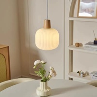 Lustre en bois massif et verre à hauteur réglable pour chambre et salle à manger, luminaire LED moderne et minimaliste crème pour comptoir de café et bar