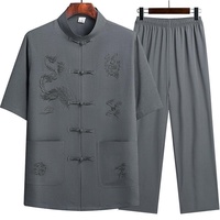 Herrenjacke im chinesischen Retro-Stil mit Stehkragen aus Wildleder, Tangzhuang-Anzug für Frühling und Herbst, Pan-Knopfverschluss, flache HanFu Cheongsam-Jacke