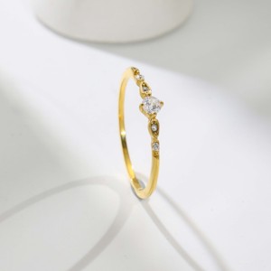 Light Luxury Stainless Steel Thin Band Pave Zircon Ring-Trendy 18K Gold Plated Wedding & Gift Jewelry for Everyday Wear - Product Image 1