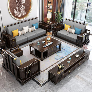 Nuevo juego de sofás de madera maciza de estilo chino con almacenamiento, muebles para sala de estar para villas y apartamentos grandes - Product Image 3