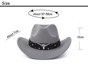 Wholesale Cotton Polyester Cowboy <b>Hat</b> Classic Cow Head Band Western Cowboy <b>Hat</b> - Product Image 2