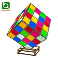 Sculpture de Cube en fibre de verre de peinture de couleur décorative