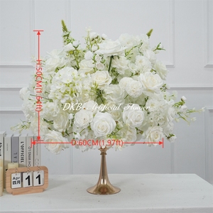 DKB Export Quality Artificial Silk Peony Roses Hydrangea White Flower Ball for Wedding Table Centerpieces - Product Image 2
