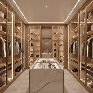 Armoire en verre pliable sur mesure de qualité supérieure |   Dressing de luxe pour chambre à coucher avec éclairage LED, étagères modulaires, tringles de suspension, respectueux de l'environnement - Product Image 4