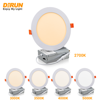 Plafonnier LED encastré rond 12W 5CCT à couleur sélectionnable 120V avec cadre en aluminium, LPL-RECESSED-5CCT
