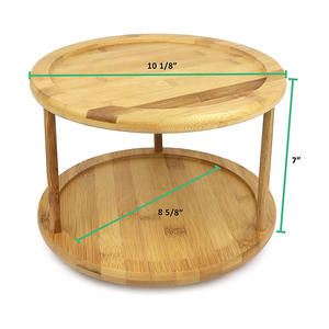 Organisateur de <span class=keywords><strong>cuisine</strong></span> multifonction à 2 niveaux en bambou, plateau tournant à 360°, support de rangement pour épices - Product Image 5