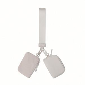 Custom <b>Mini</b> Zip Around Keychain Dual <b>Pouch</b> Portable Wristlet Wallet Logo Factory Wholesale Lemon Coin Purse Nylon Fashion Unisex - Product Image 1