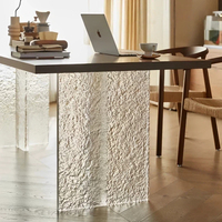 Pieds de table en acrylique à texture de pierre personnalisée, support flottant transparent à effet d'ondulation d'eau, support de pied de table en acrylique à effet de fissures de glace