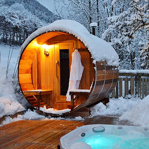 خشب صلب خشب أرز أحمر كهربائي ساونا خارجي ببرميل تحكم بالكمبيوتر بباب للحديقة الخارجية - Product Image 1