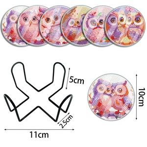Kits de bricolage Forme spéciale Pierres Mandala Lot de 6 Sous-verres en diamant avec couvercle de protection - Product Image 6