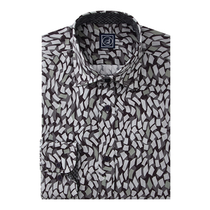 เสื้อเชิ้ตผู้ชายทรงทันสมัย กระดุมแถวเดียว สไตล์ลำลองสำหรับฤดูใบไม้ร่วง ผลิตจากผ้าฝ้ายป๊อปลิน 100% พิมพ์ลายดิจิทัล เป็นมิตรต่อสิ่งแวดล้อม ปกเสื้อแบบพับได้ - Product Image 1