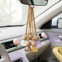 Bouteille vide de diffuseur de parfum pour voiture de 8 ml, colorée, suspendue, givrée, avec bouchon à vis en bois