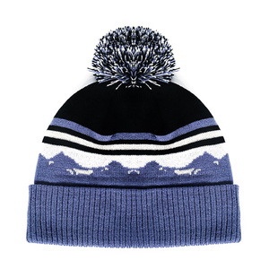 <strong>Custom</strong> Own Brand Unisex Winter Warm Embroidery Logo Bobble Hat Acrylic Jacquard <strong>Pom</strong> <strong>Pom</strong> <strong>Beanies</strong> - Product Image 3