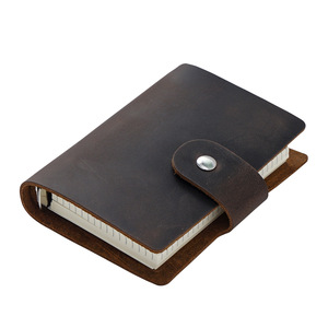 Planificador de bolsillo de cuero genuino A8 hecho a mano, organizador Retro, Bloc de notas diario, anillos de plata de 5 agujeros, Mini cuaderno, cuaderno promocional - Product Image 3