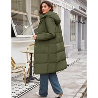 Veste d'hiver matelassée à capuche pour femme, en polyester tissé, avec fermeture éclair sur le devant, coupe-vent, capuche amovible