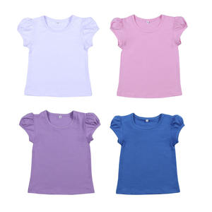 100%cotton <b>White</b> <b>Plain</b> Color Short Sleeve Ruffle <b>Shirt</b> Summer Tshirts Blank <b>t</b> <b>Shirts</b> <b>Kids</b> Girls Tops - Product Image 1