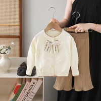 Conjunto de Dos Piezas para Niñas, Estilo Internet Celebrity, Otoño, Chaqueta de Suéter Infantil, Nuevo y Dulce