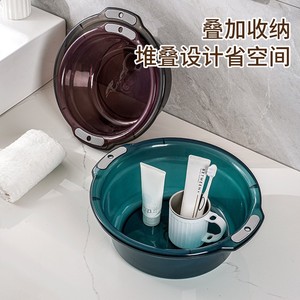 Plastic Washbasin Round 34cm Durable For Home Bathroom Laundry Foot Bath Transparent Pink Blue Gray - Product Image 4