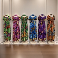 Vente en gros Nouvelle ceinture grande taille à la mode Robe ample à manches courtes avec impression de plumes pour femmes