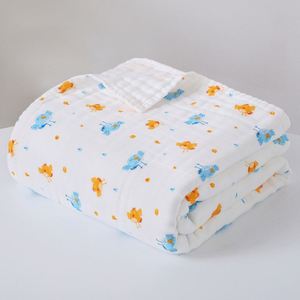 Serviette en coton biologique en gros, 6 couches, en crêpe, en mousseline, couverture pour bébé - Product Image 5
