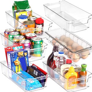 Set of 6 Pantry Organizers Refrigerator Organizer Bins Clear Plastic Storage Bins