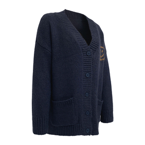 Cárdigan Largo <span class=keywords><strong>Azul</strong></span> <span class=keywords><strong>Marino</strong></span> con Cuello en V YIYU, Suéter Holgado de Primavera/Otoño para <span class=keywords><strong>Mujer</strong></span> con Diseño de Cara Sonriente, Fácil de Cuidar - Product Image 3