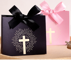Caja de Dulces Blanca con Relieve Dorado, Embalaje de Regalo con Cruz para Fiestas de <span class=keywords><strong>Primera</strong></span> Comunión - Product Image 5