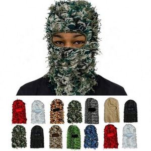 Knitted Camouflage Single Hole <b>Head</b> <b>Cover</b> Personalized Fashionable Wool Hat for Winter - Product Image 2