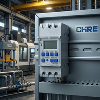 CHRE 1NO 1NC Relais Minuterie Numérique Programmable Hebdomadaire 7 Jours sur Rail DIN Monophasé Alimenté par Pile 30A 230V 50Hz IP65
